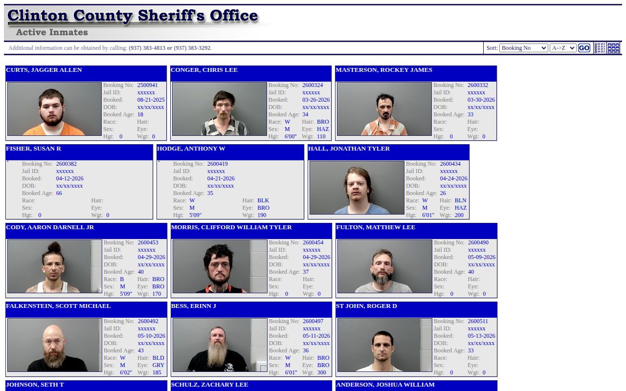 Clinton County Sheriff Active Inmates current-custody roster